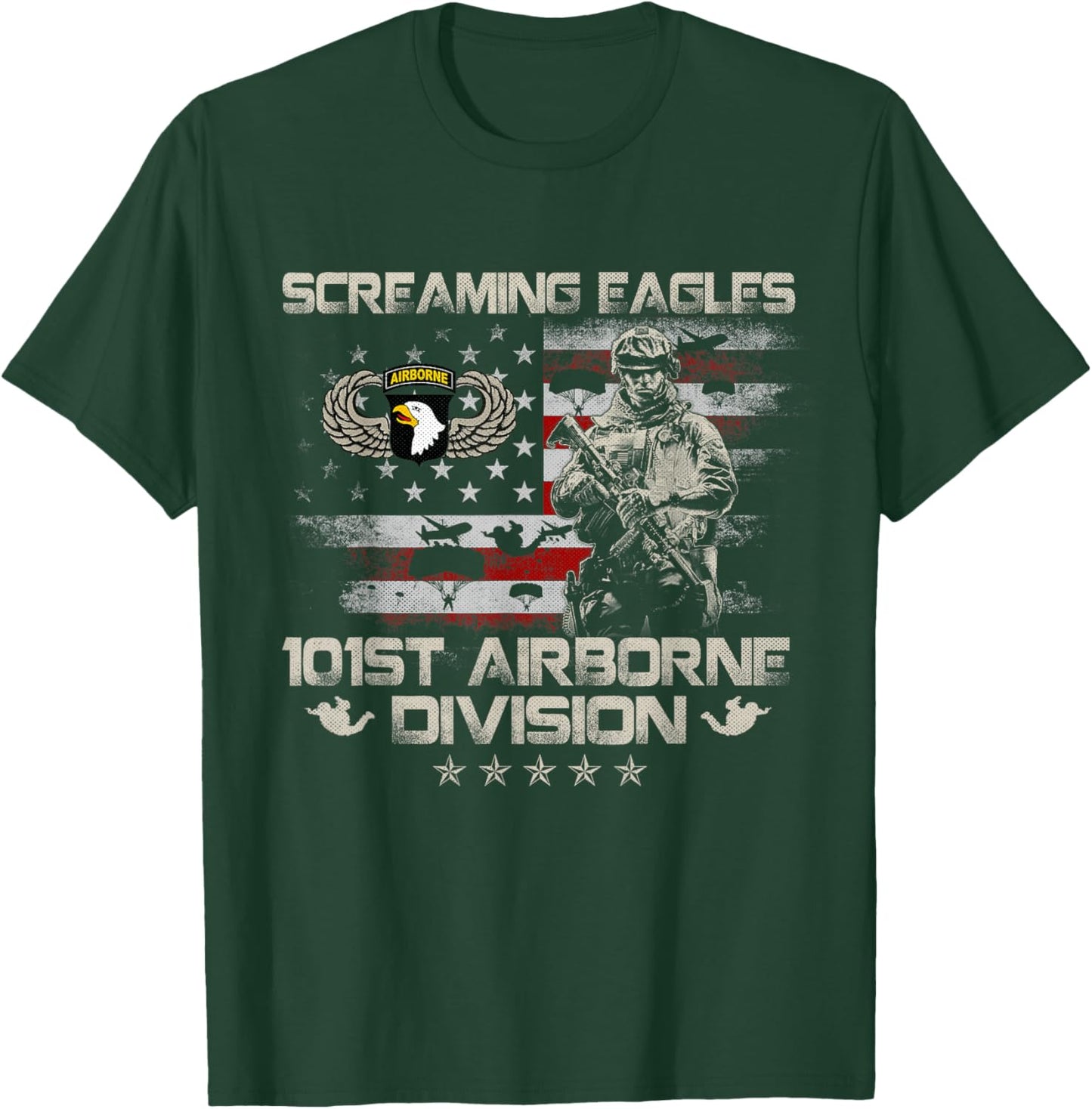 Screaming Eagle 101st Airborne Division Veteran Sky Soldier T-Shirt - T-Shirt | Forest