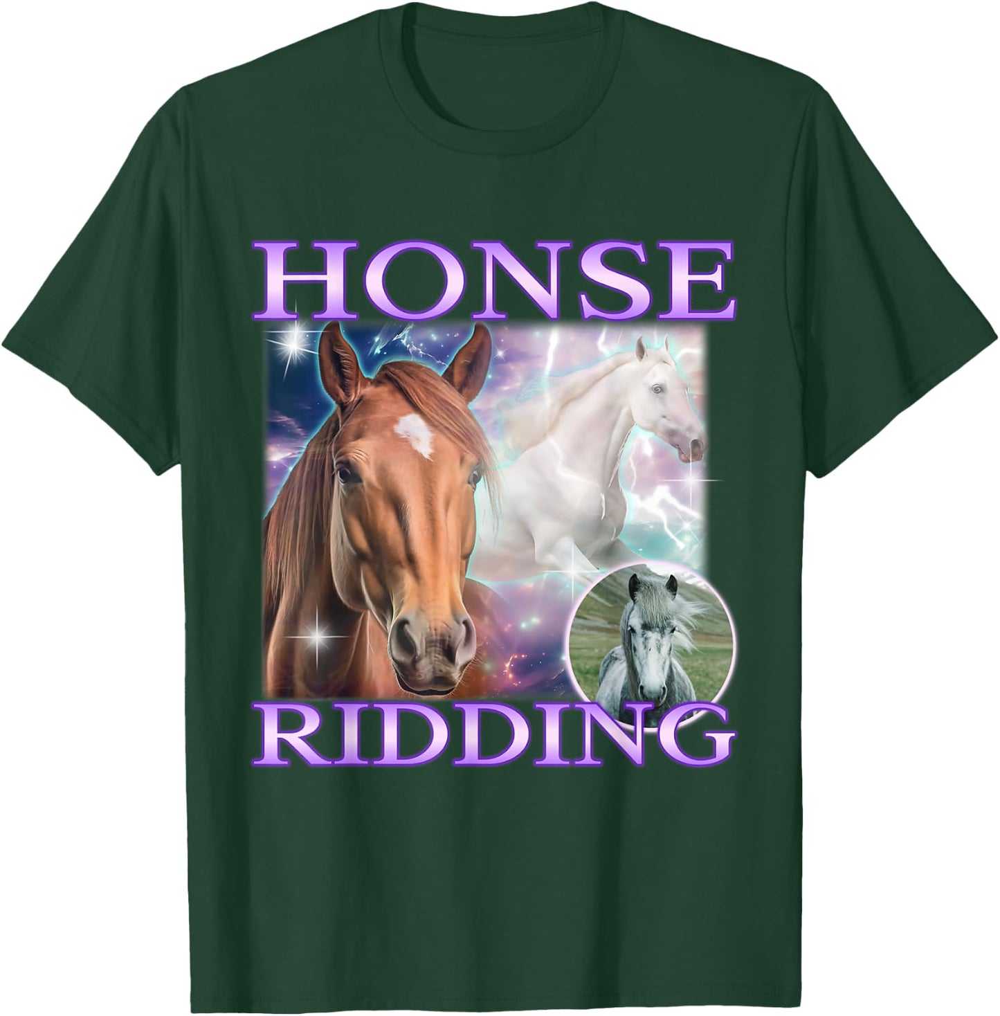 Horse Meme Funny Cringe Sarcastic Joke Hilarious Gen Z Y2K T-Shirt - T-Shirt | Forest