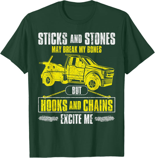 Tow Truck Driver Breakdown Lorry - Thin Yellow Line Trucker T-Shirt - T-Shirt | Forest