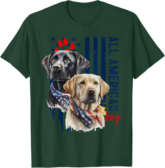 Patriotic USA Flag Labradors All American Boy US Lab Owner T-Shirt - T-Shirt | Forest