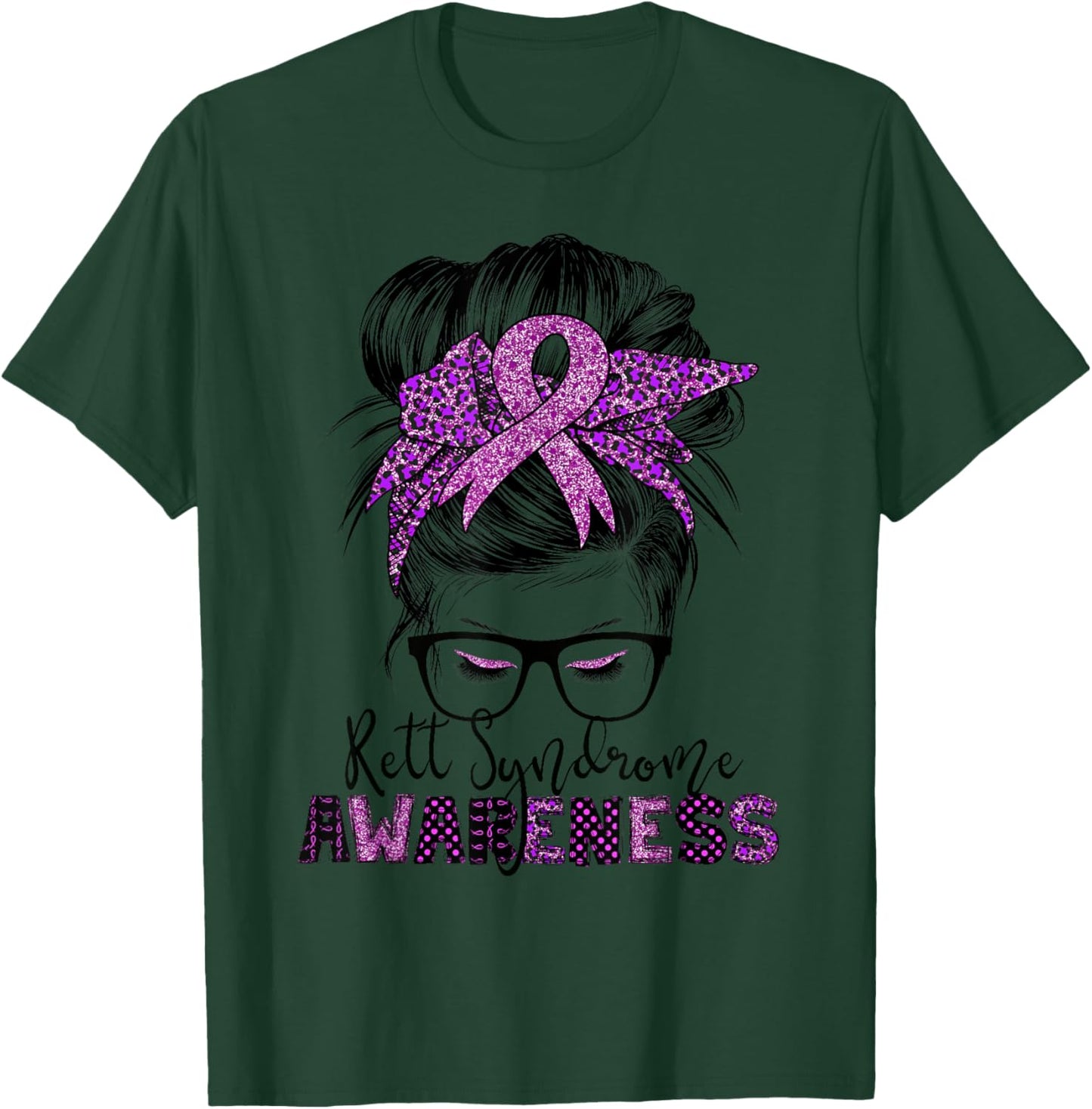 rett syndrome Awareness Messy bun hair women T-Shirt - T-Shirt | Forest