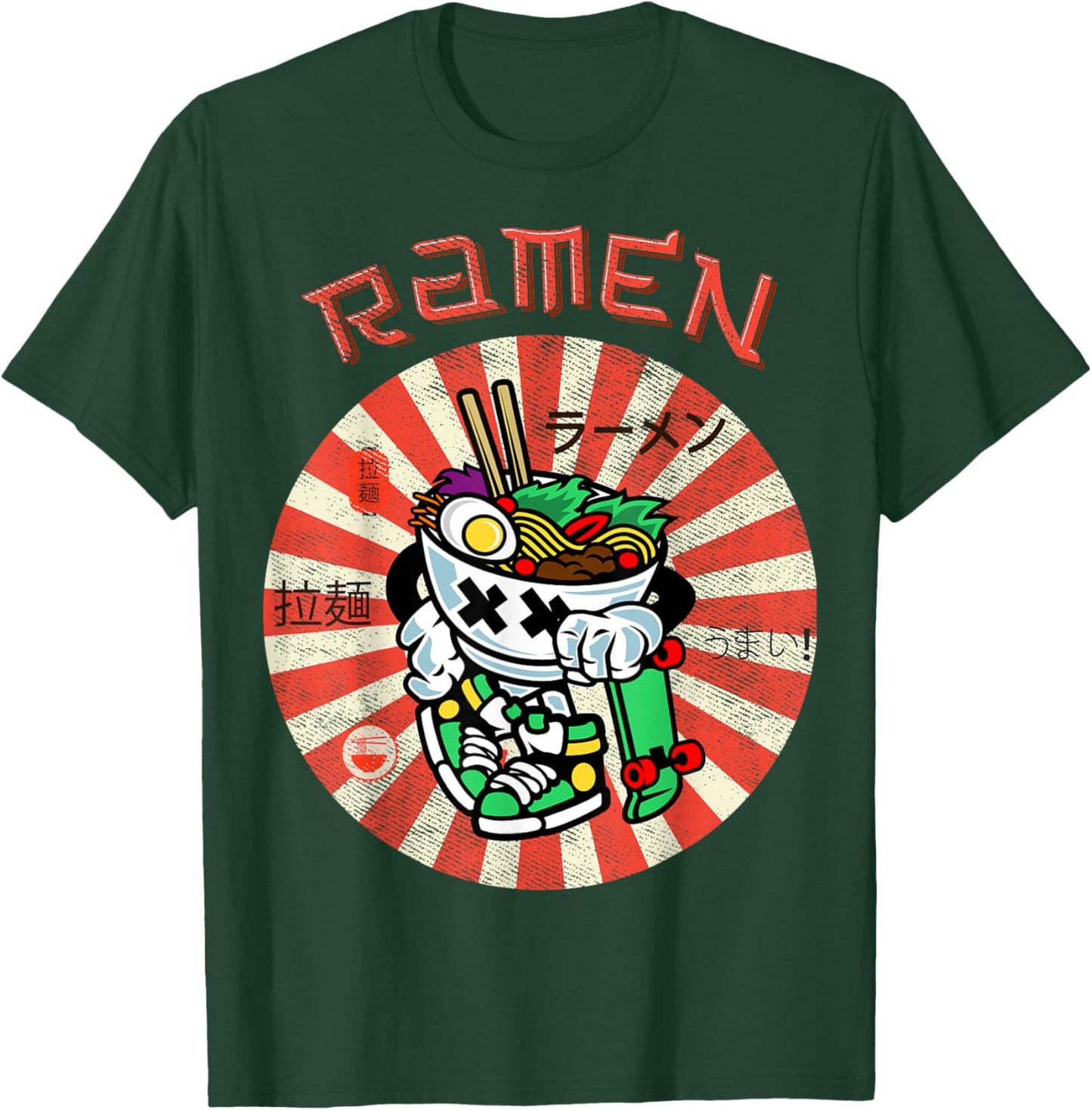 Cute Ramen Skater Kawaii Anime Skateboard Lover Teens T-Shirt - T-Shirt | Forest