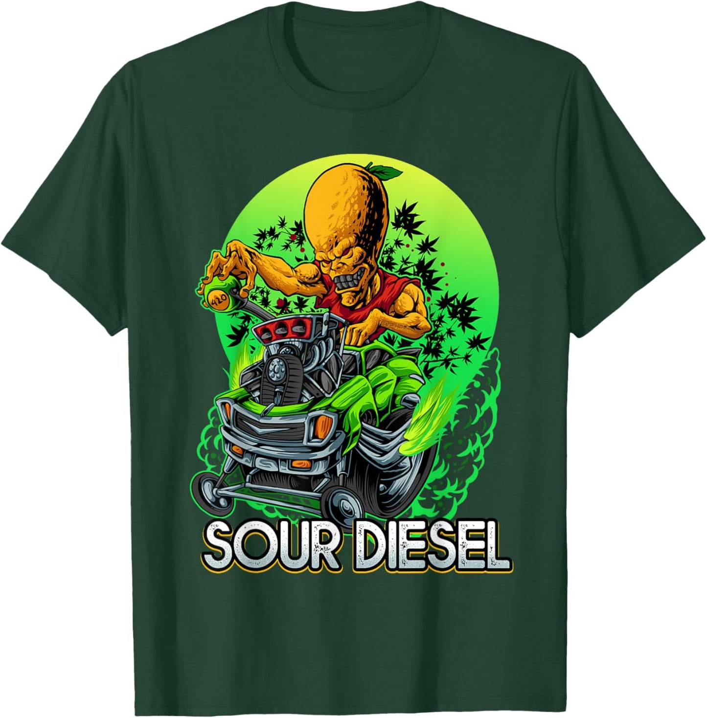 Sour Cannabis Diesel Marijuana Strain 420 Hot Alien Rod T-Shirt - T-Shirt | Forest