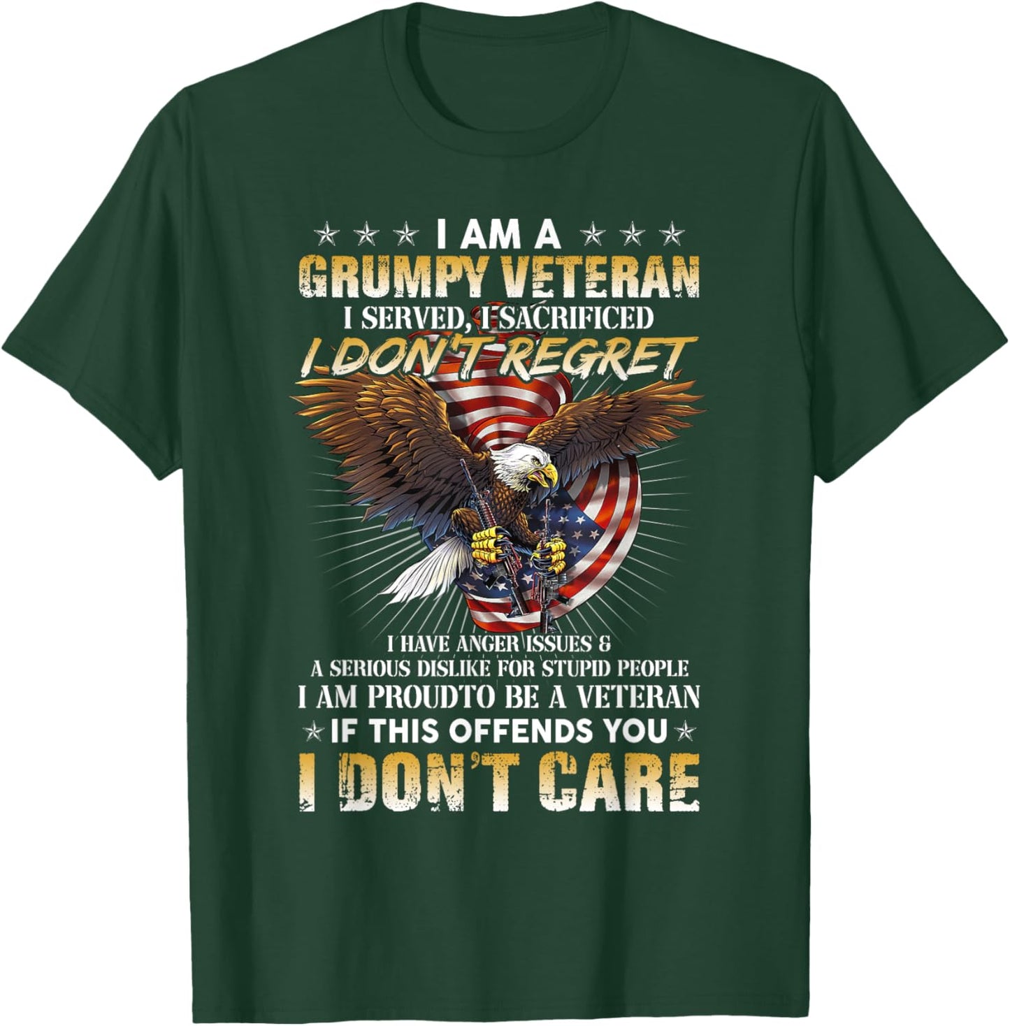 Grumpy Old Veteran Funny Veteran Father's Day T-Shirt - T-Shirt | Forest