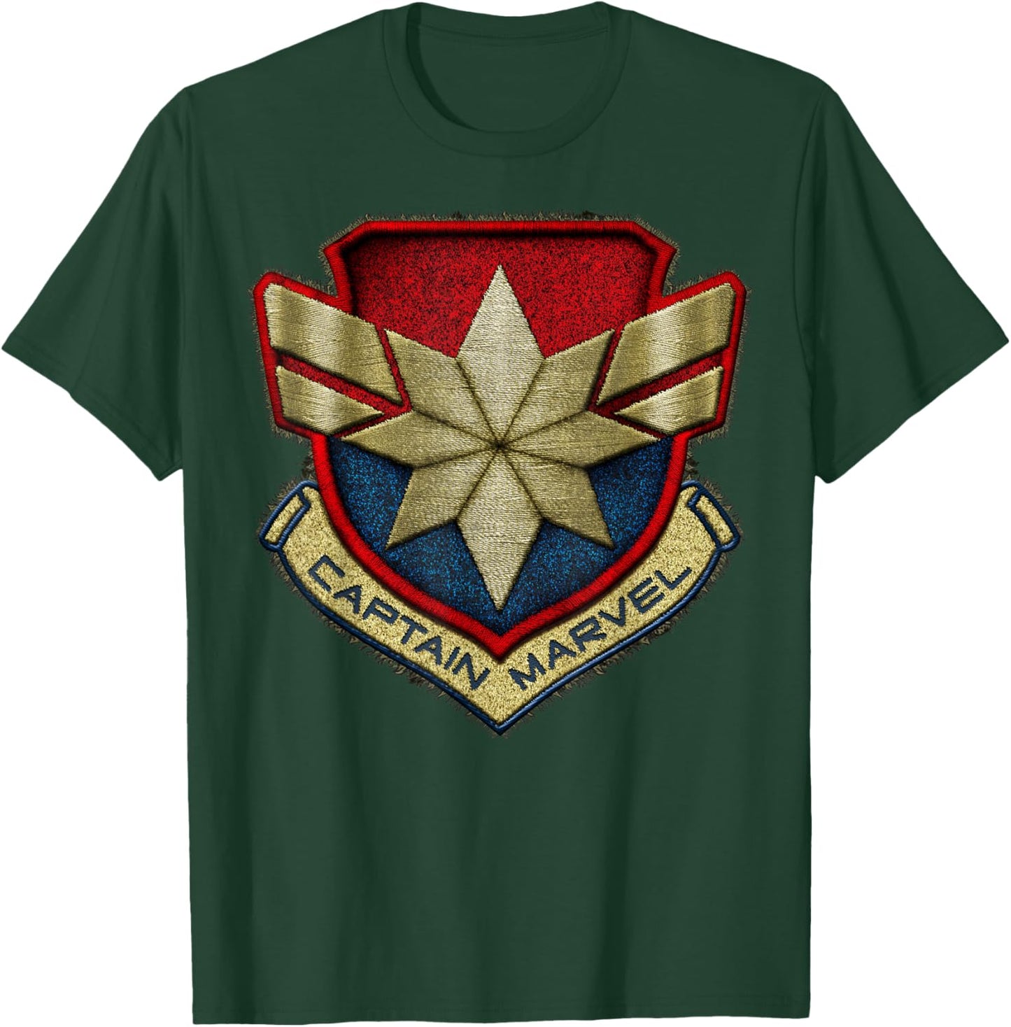 Marvel Captain Marvel Stitch Badge Logo T-Shirt - T-Shirt | Forest