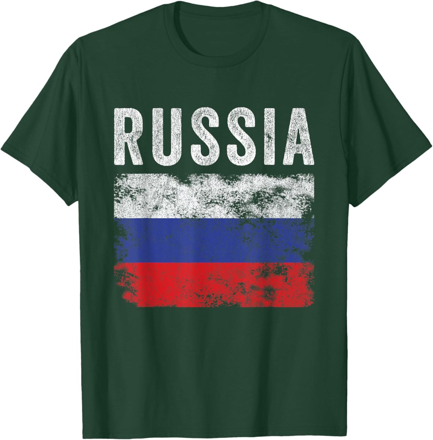 Russia Flag Distressed - Men Women Kids - Russian Flag T-Shirt - T-Shirt | Forest