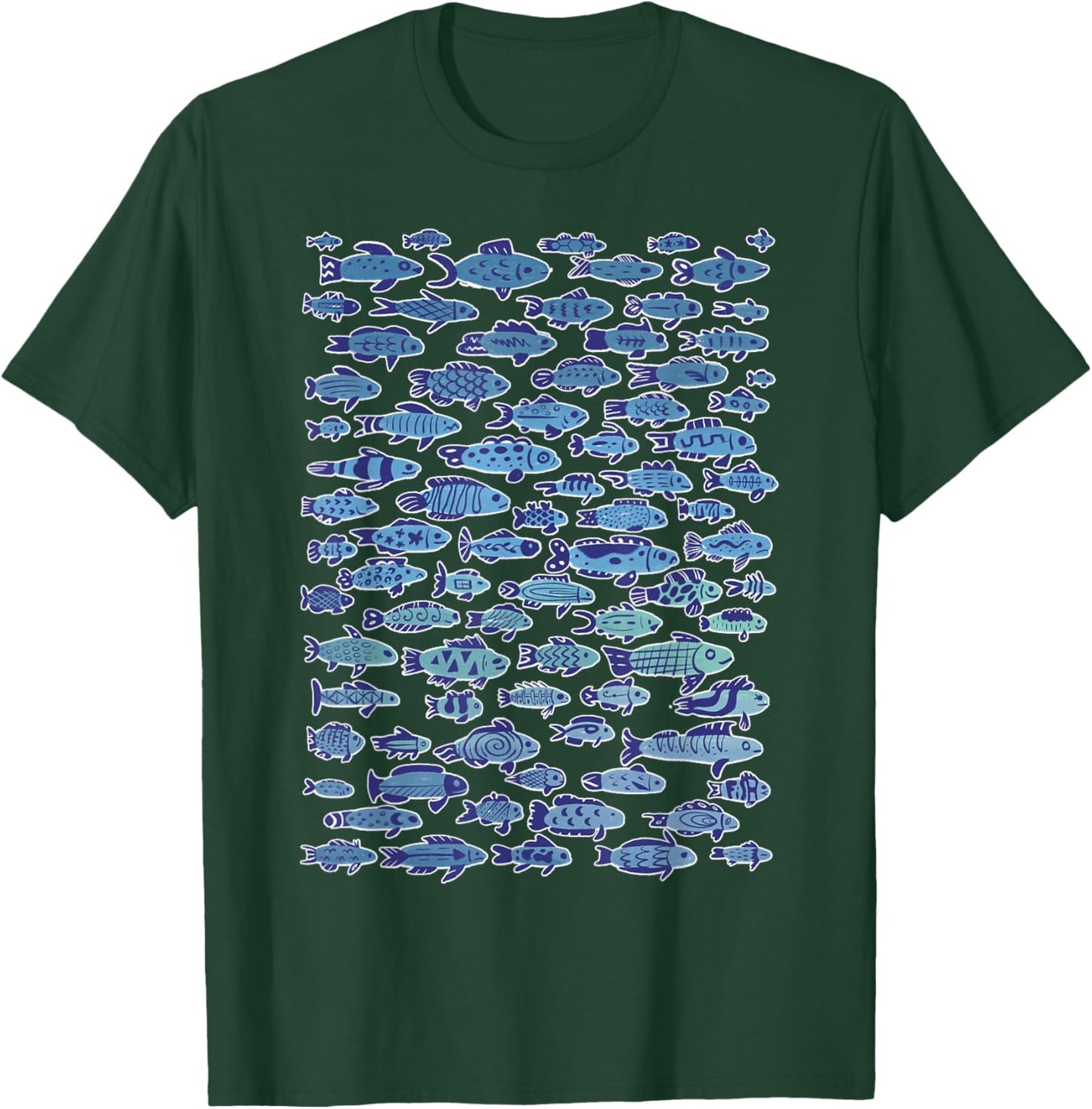 Sardine Cute Fish School Blue Anchovy Pattern Swimming Ocean T-Shirt - T-Shirt | Forest