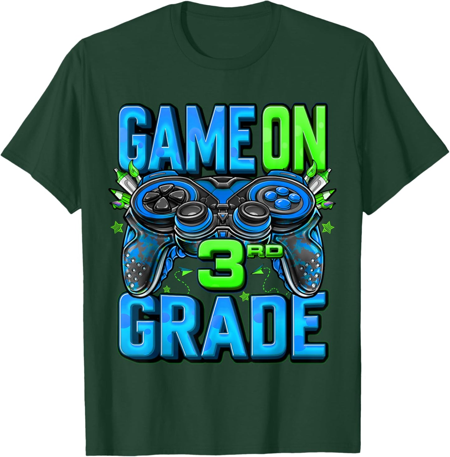 Game On 3rd Grade Back To School 3rd Grade Level Unlocked T-Shirt - T-Shirt | Forest