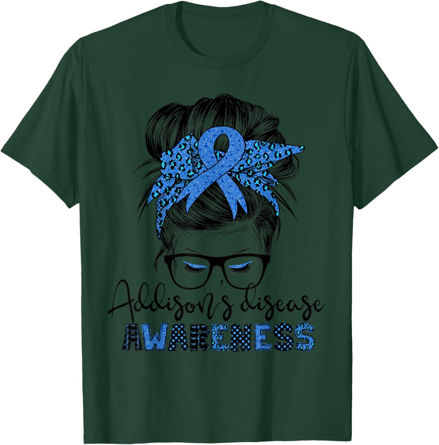 Addison's disease awareness messy hair bun T-Shirt - T-Shirt | Forest