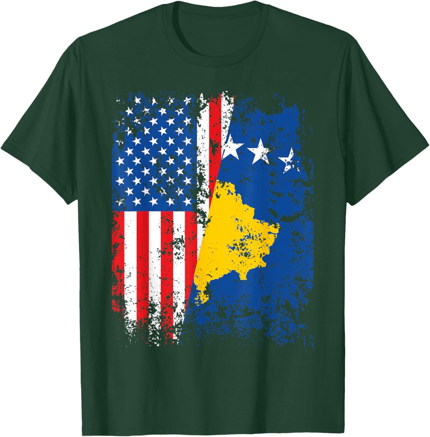 Kosovo American Flag USA Kosovar USA Flag T-Shirt - T-Shirt | Forest