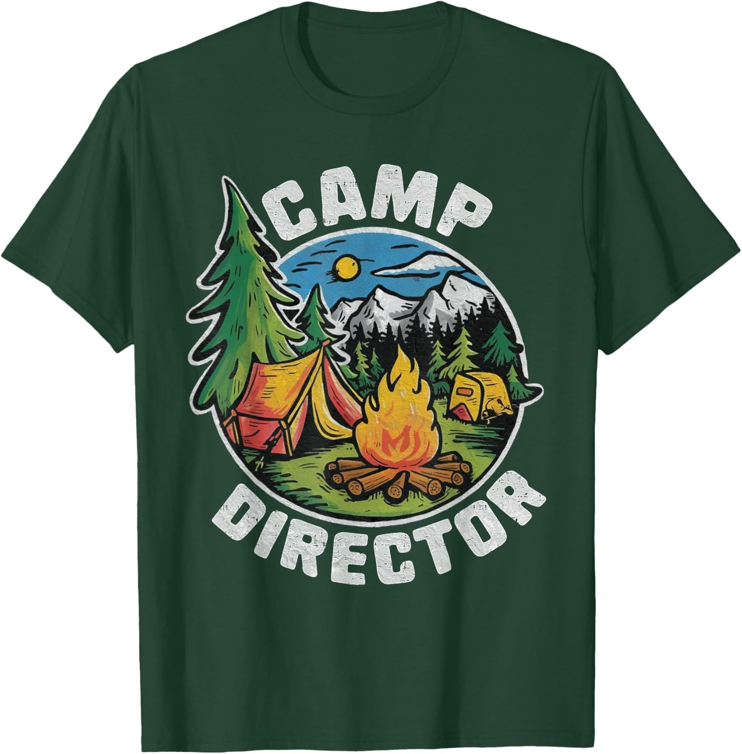 Retro Camp Director Camping Summer Camp Funny Camper Staff T-Shirt - T-Shirt | Forest
