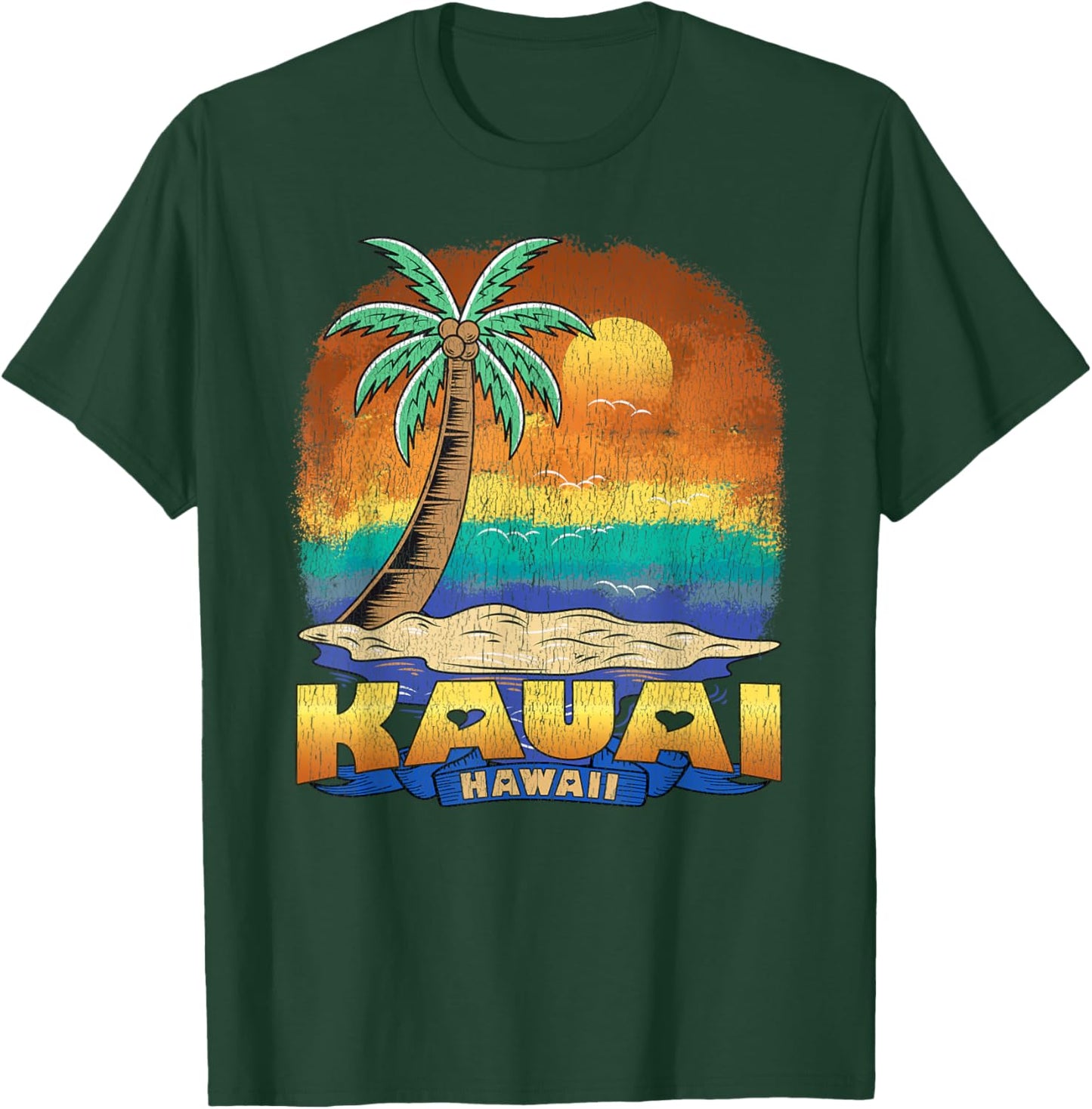 KAUAI HAWAII | Vintage Distressed Souvenir T-Shirt - T-Shirt | Forest
