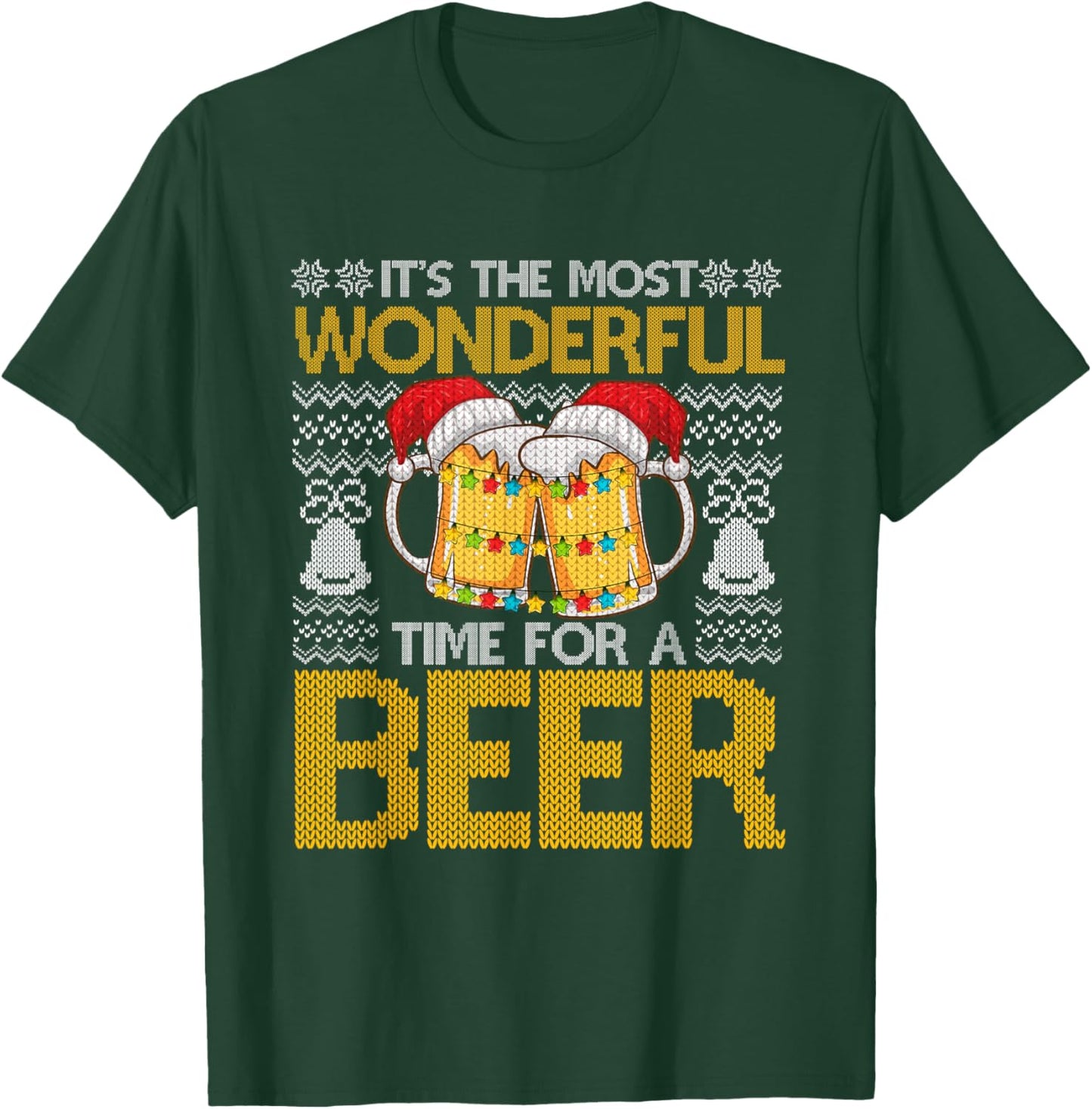 It's The Most Wonderful Time For A Beer Christmas Santa Hat T-Shirt - T-Shirt | Forest