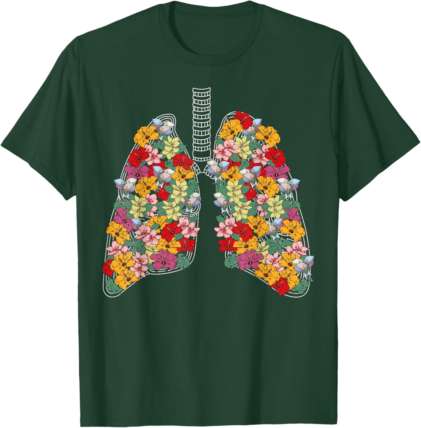 Anatomical Lungs Flowers Medical Science Anatomy Themed T-Shirt - T-Shirt | Forest