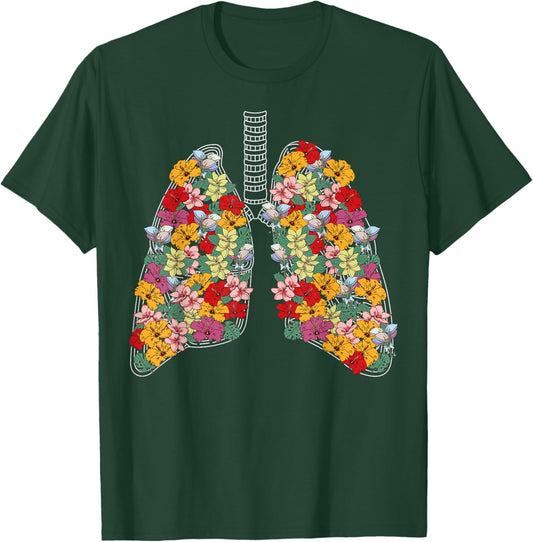 Anatomical Lungs Flowers Medical Science Anatomy Themed T-Shirt - T-Shirt | Forest