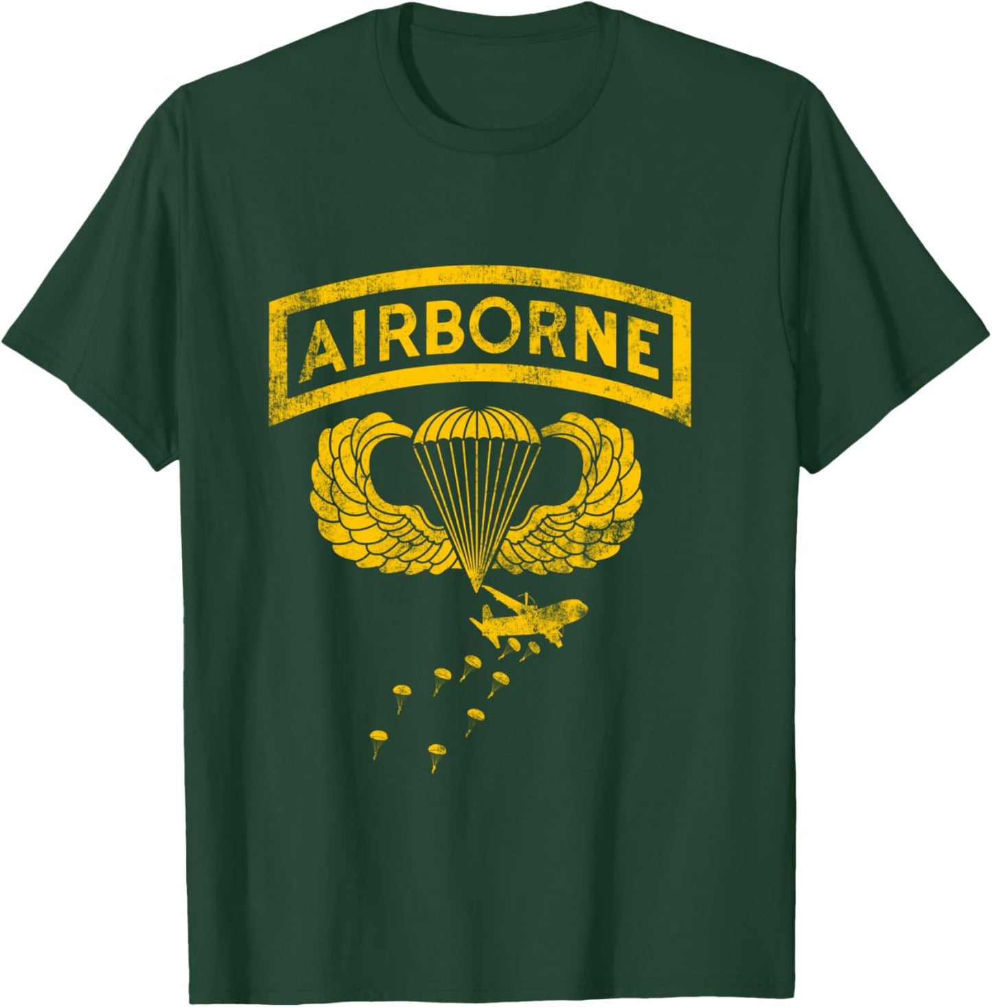 U.S Army Airborne Division Paratrooper Veteran Flag Vintage T-Shirt - T-Shirt | Forest
