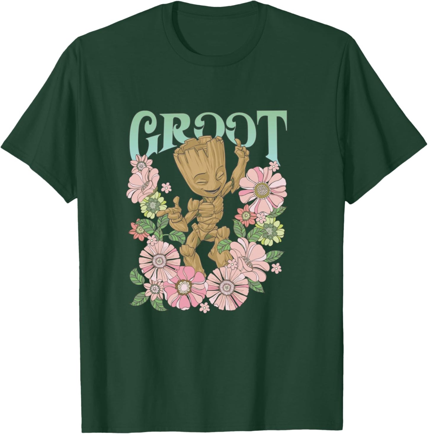 Marvel Guardians of The Galaxy Groot Floral Dance Poster T-Shirt - T-Shirt | Forest