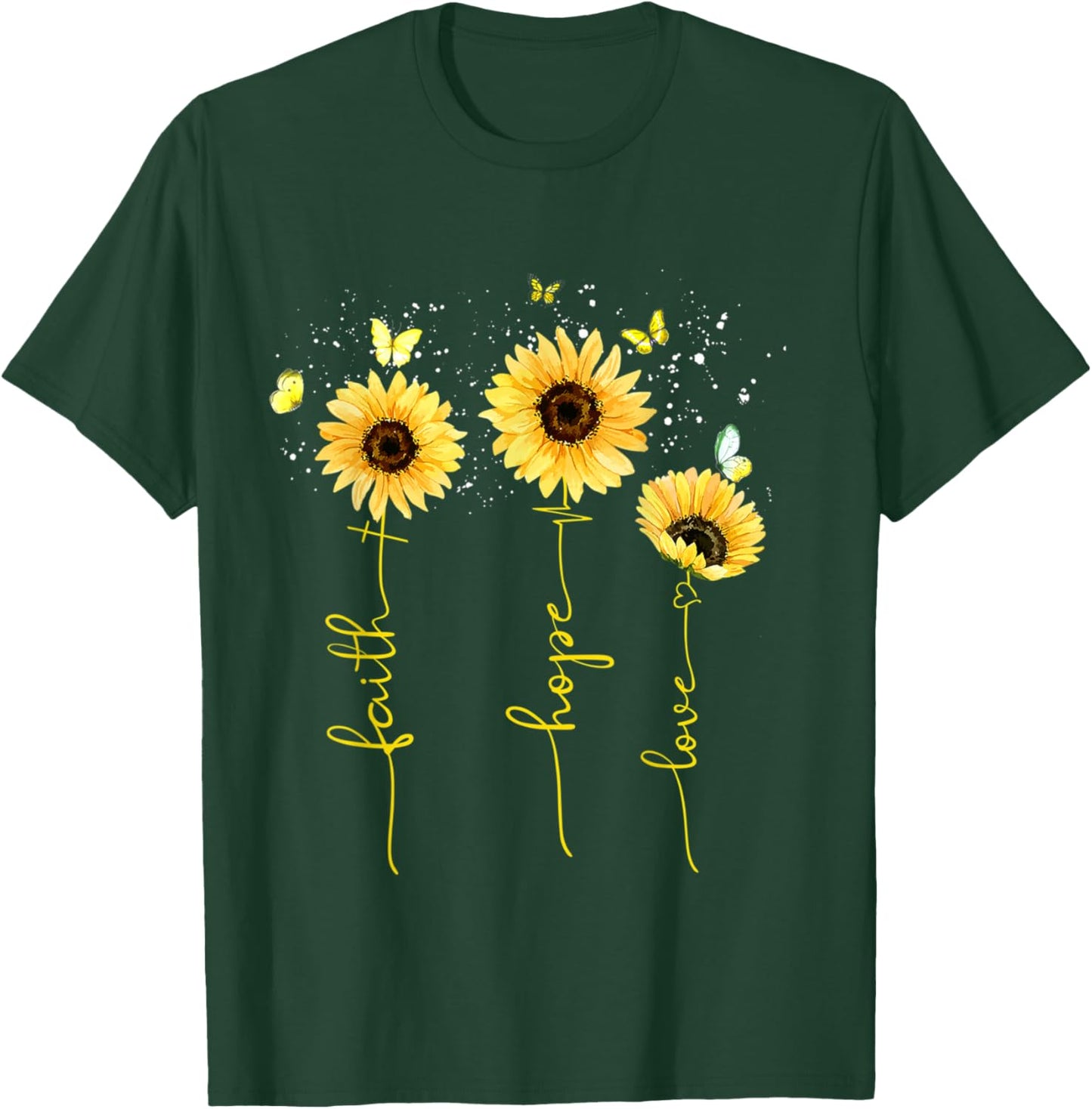 Christian Sunflower Faith Hope Love T-Shirt - T-Shirt | Forest