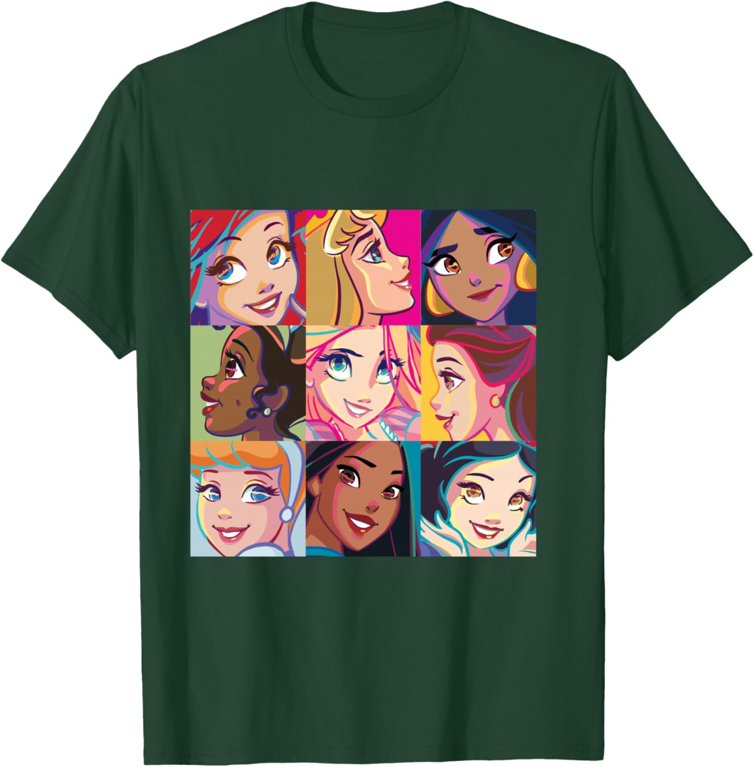 Disney Princess Characters Pop Art Grid T-Shirt - T-Shirt | Forest