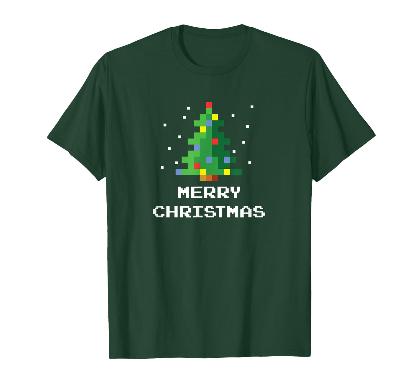 Merry Christmas Pixel Art 8-Bit Video Game Christmas Tree T-Shirt