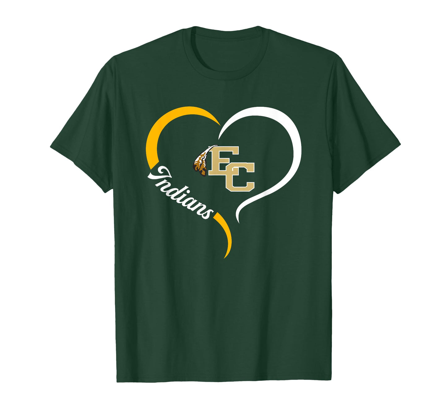 East Coweta Indians Logo Half Heart Slogan HS T-Shirt
