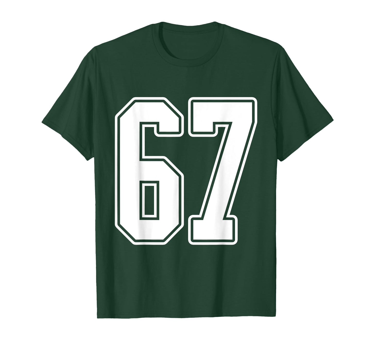 #67 White Outline Number 67 Sports Fan Jersey Style T-Shirt