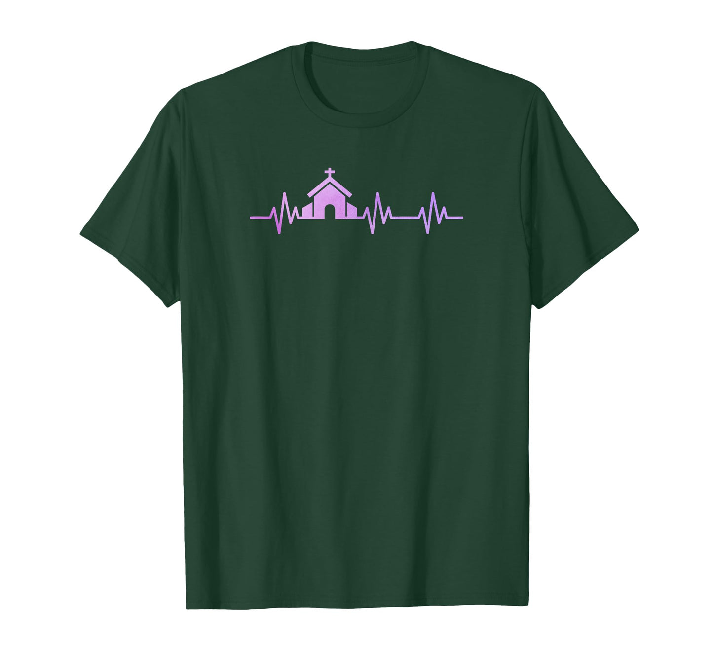 Church Heart Love EKG Heart Pulse Christian Pastor Life T-Shirt