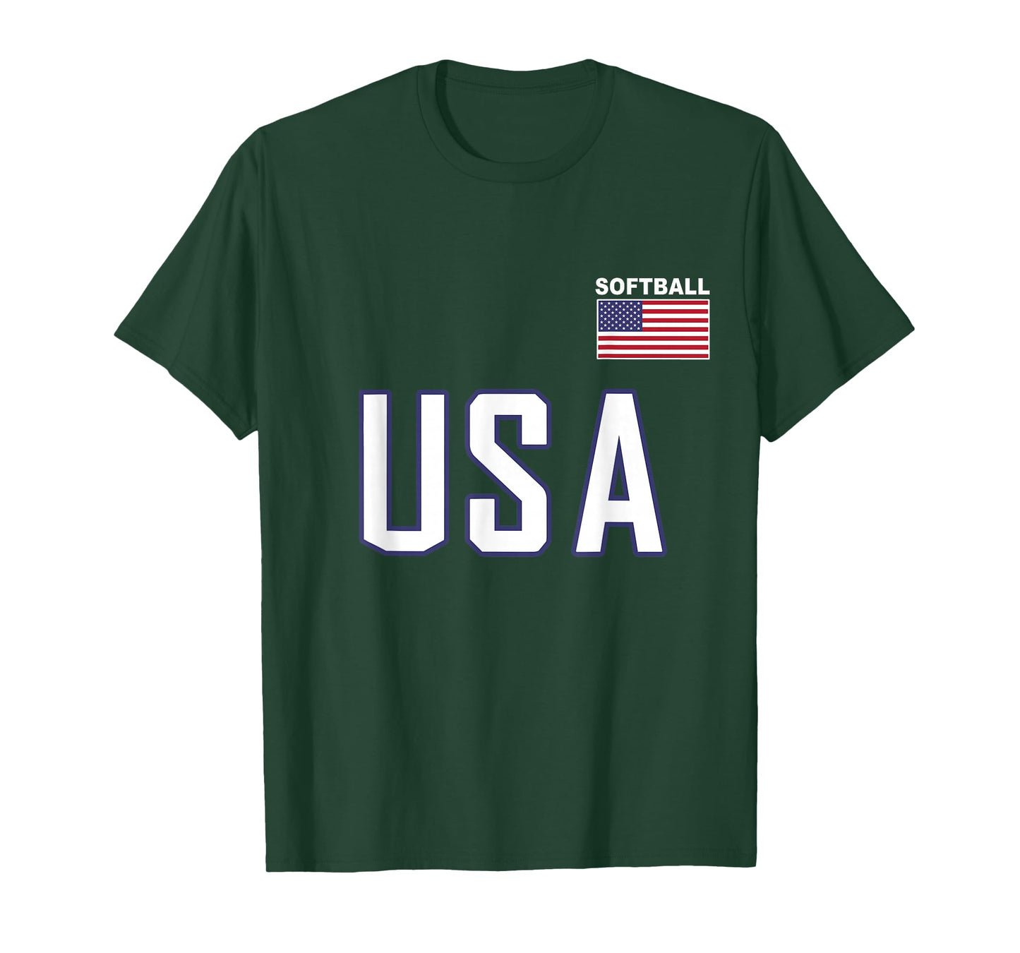 USA Flag Softball T-Shirt Pocket Team Jersey Gift Top Tee T-Shirt