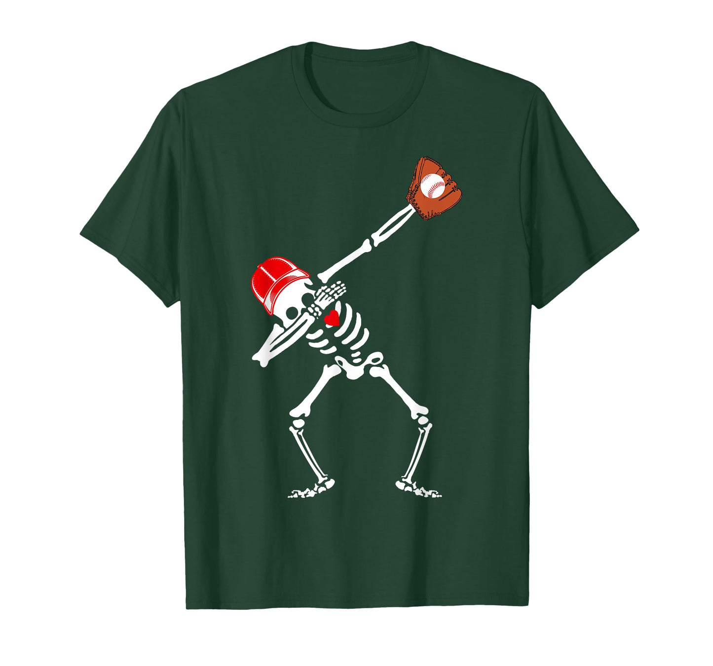 Dabbing Skeleton Baseball Halloween Boys Kids Men Funny T-Shirt