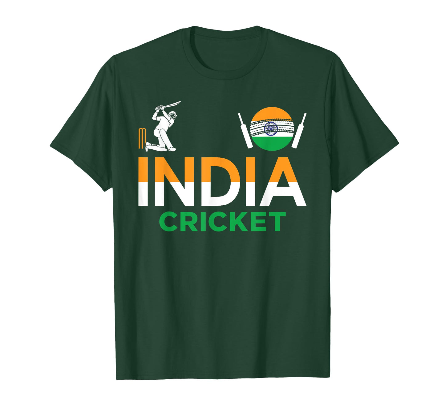 India Cricket Flag Tee For Lovers Of Cricket Game Cricketers T-Shirt, Small, Black