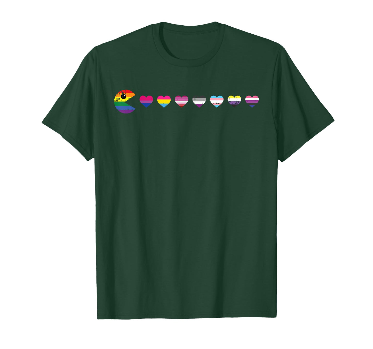 Gay Pride Eating Hearts LGBTQ Ally Gamer Boys Teen Kids Men T-Shirt