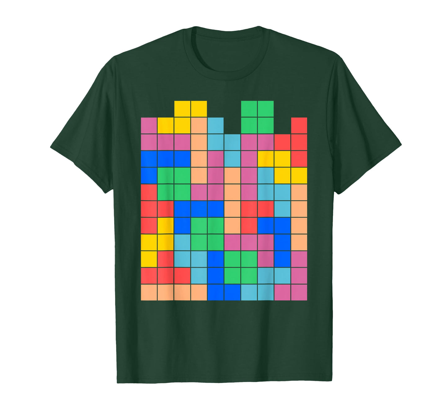 Geeky Tetrominoes Block Puzzle Video Game Math Teacher Nerd T-Shirt