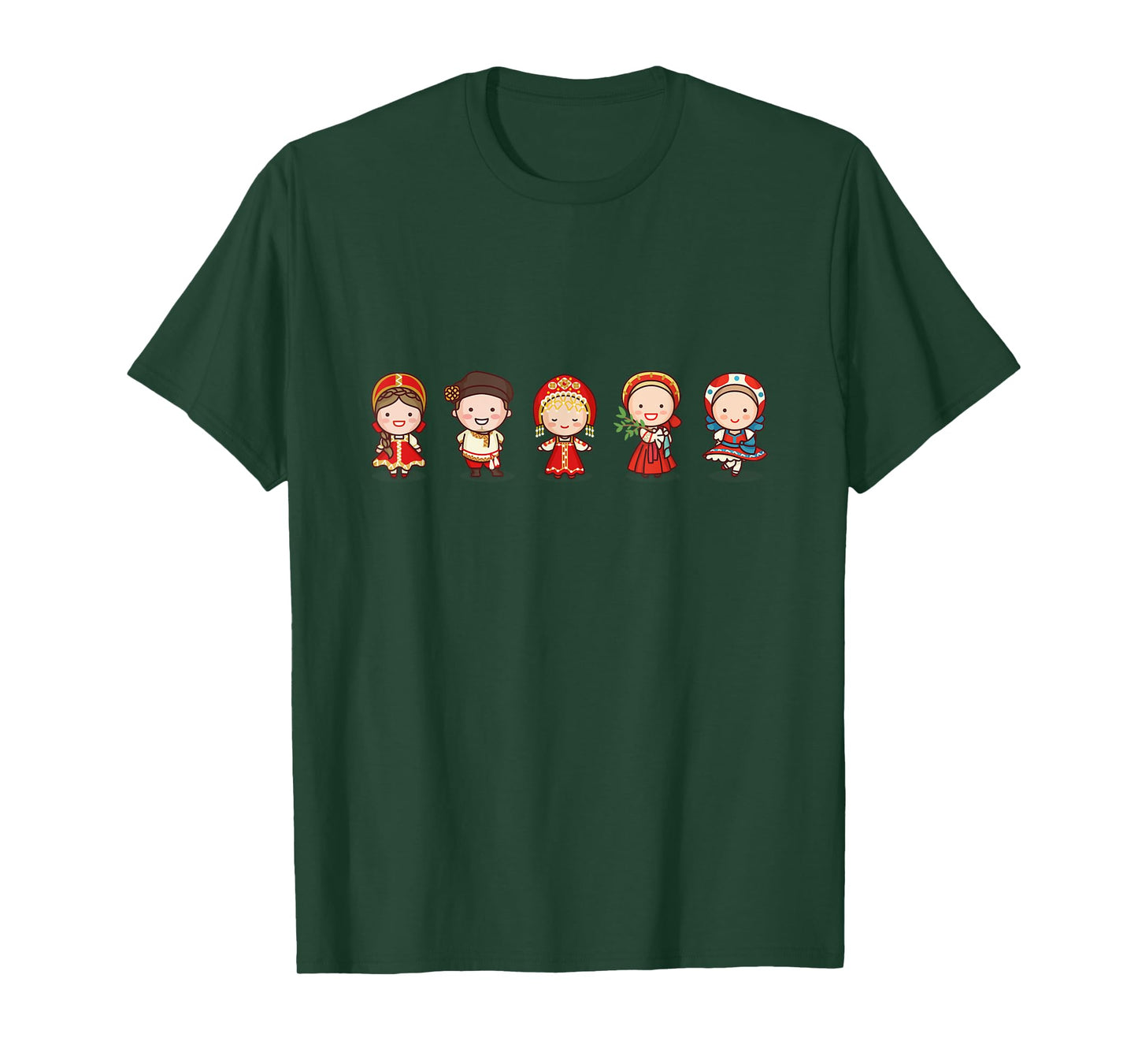 Cute Traditional Russian Characters In Russian Clothing T-Shirt
