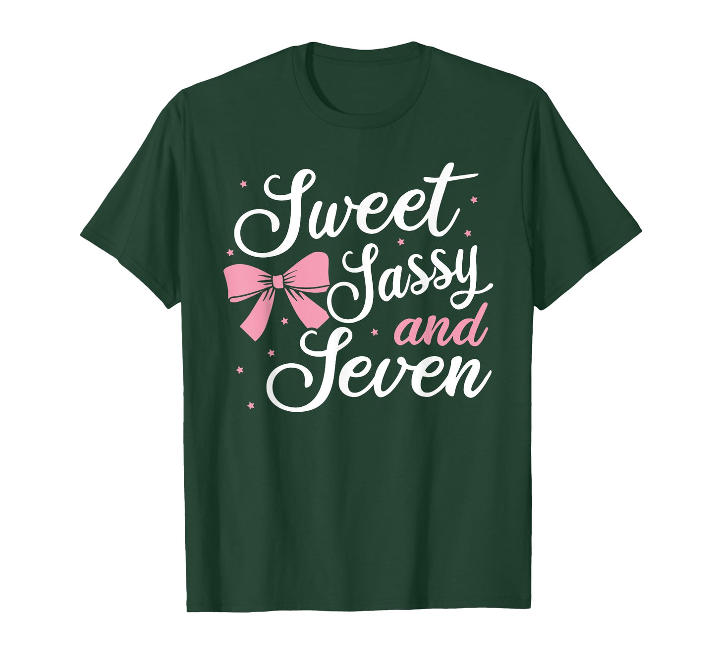 Pink Bow Sweet Sassy And Seven Coquette 7th Birthday Girls T-Shirt