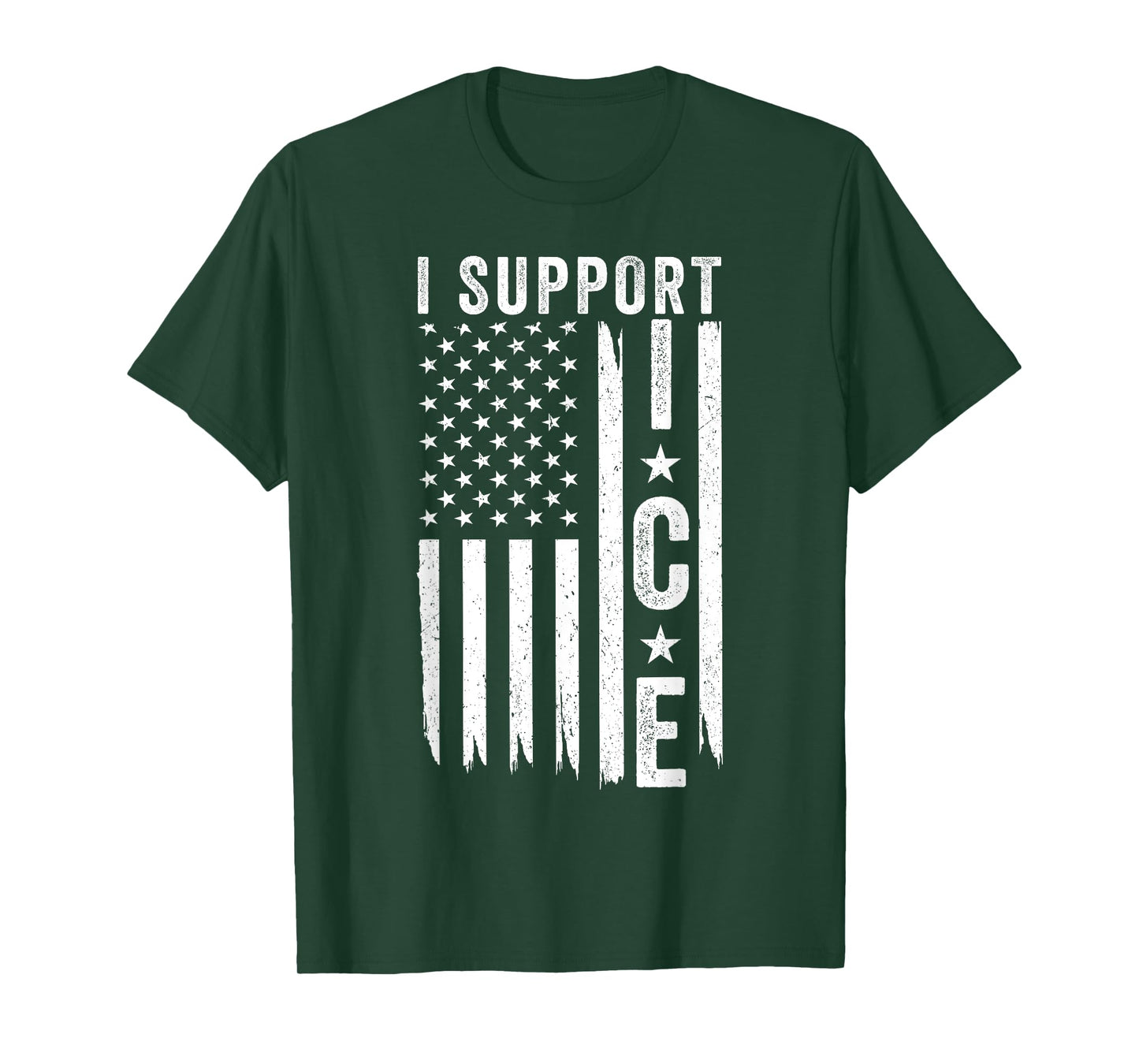 I Support ICE, Immigration Officers American Flag T-Shirt