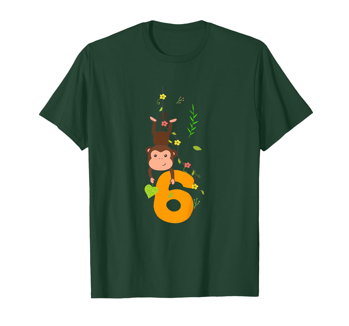 Kids Funny Cute Monkey Lover 6th Birthday Six 6 Yr 6 Year Old T-Shirt