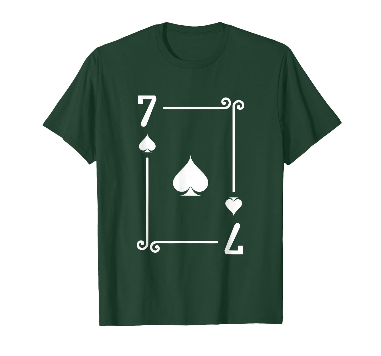 7 Spades Playing Card Graphic - White Seven Card T-Shirt