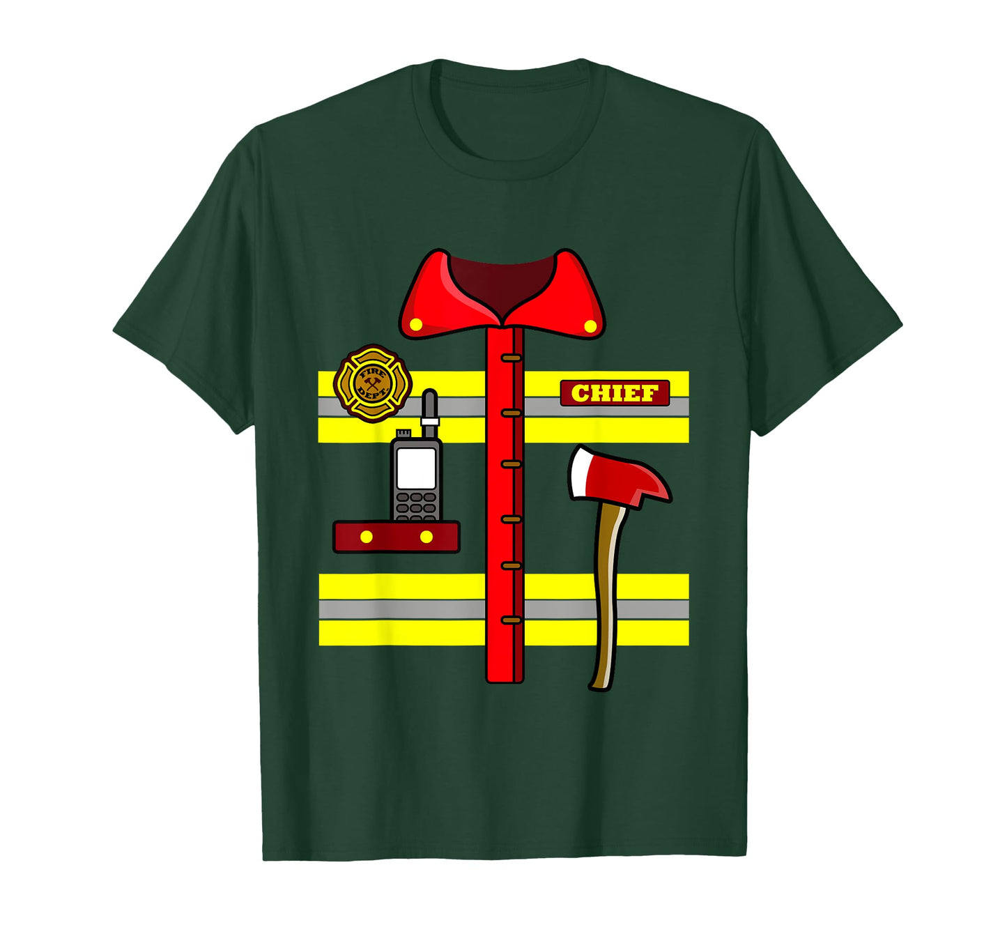 Adult Kids Halloween Fireman Firefighter Costume T-Shirt