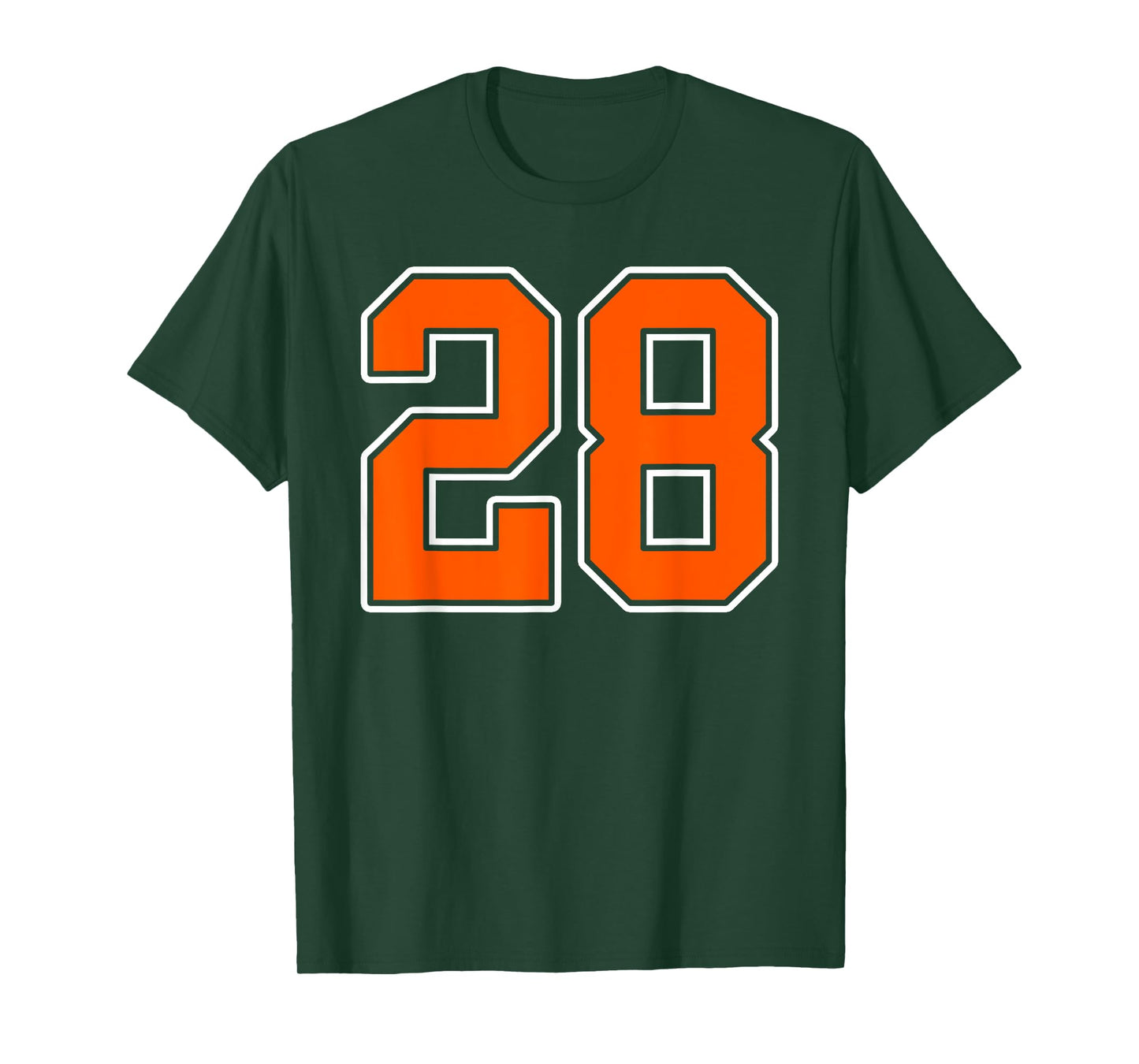 Orange White Number 28 Jersey Player Uniform #28 T-Shirt