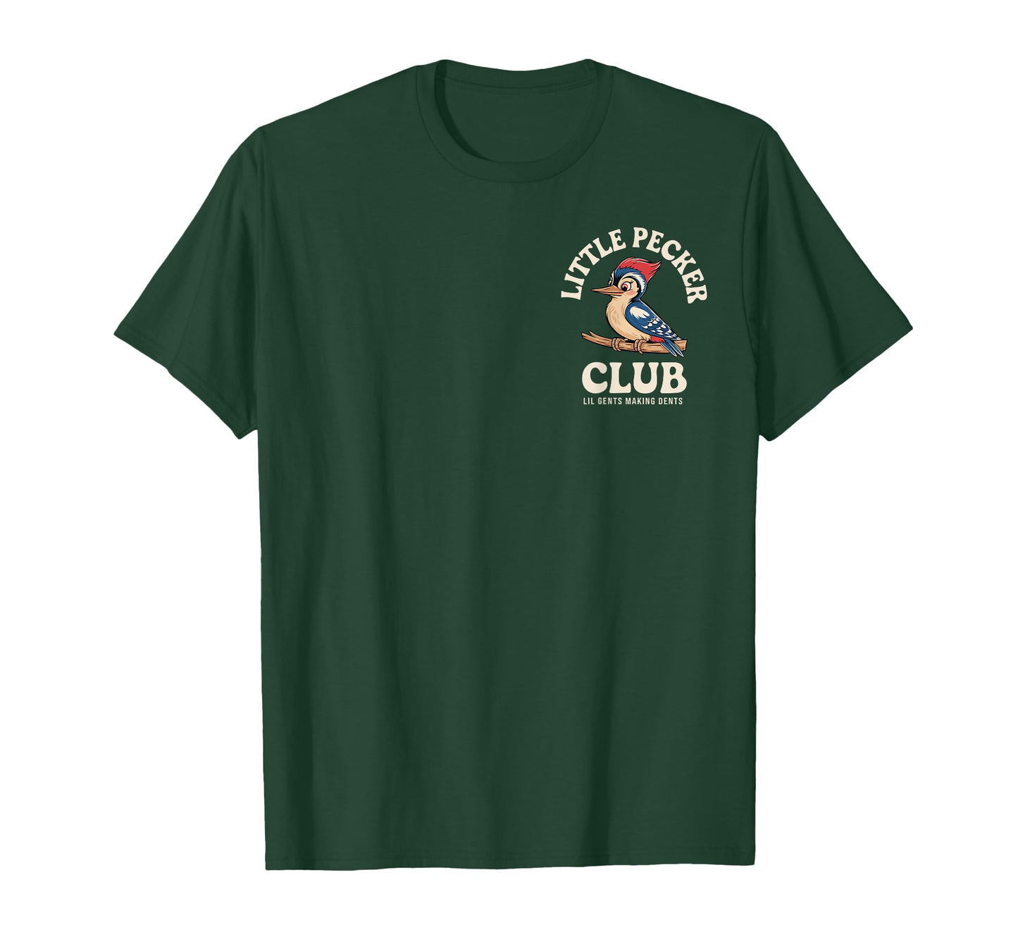 Little Pecker Club Front and Back Funny Woodpecker T-Shirt
