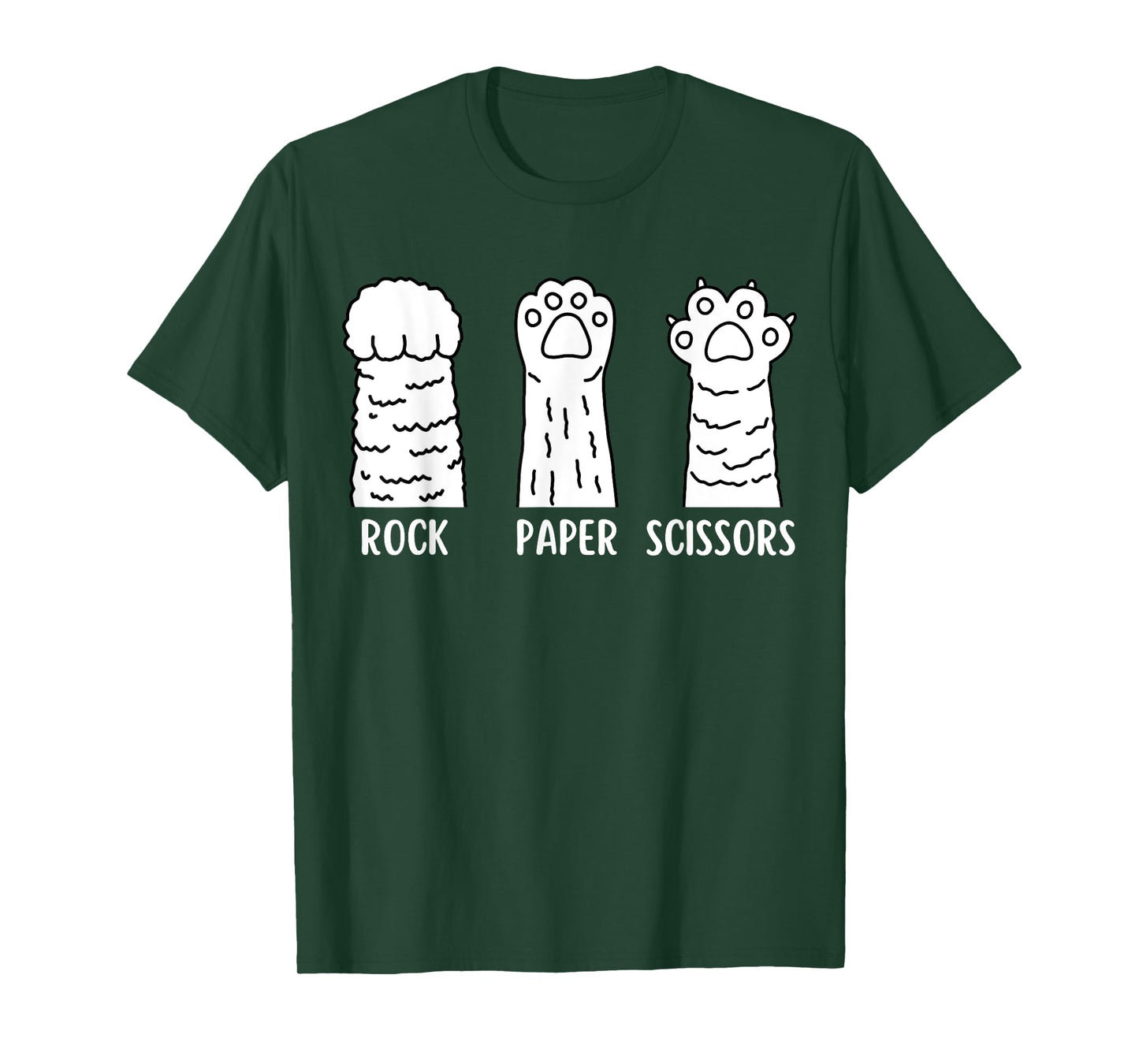 Funny Cat Animal Rescue Pet Lover Apparel Rock Paper Scissors Hand Game Cute Paw Funny Cat T-Shirt
