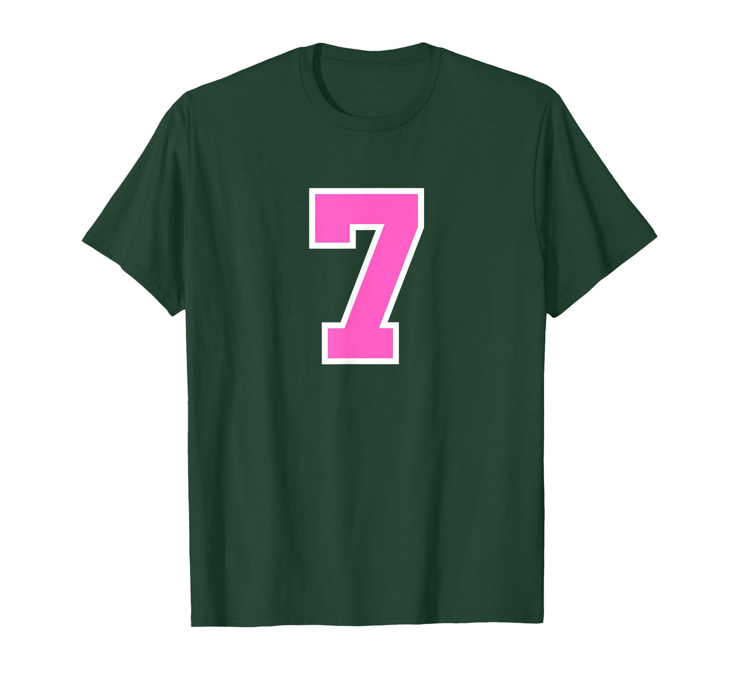Pink Sports Team Number #7 T-Shirt