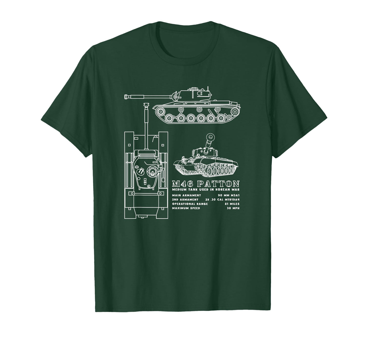 M46 Patton Tank Blueprints Infographic T-Shirt