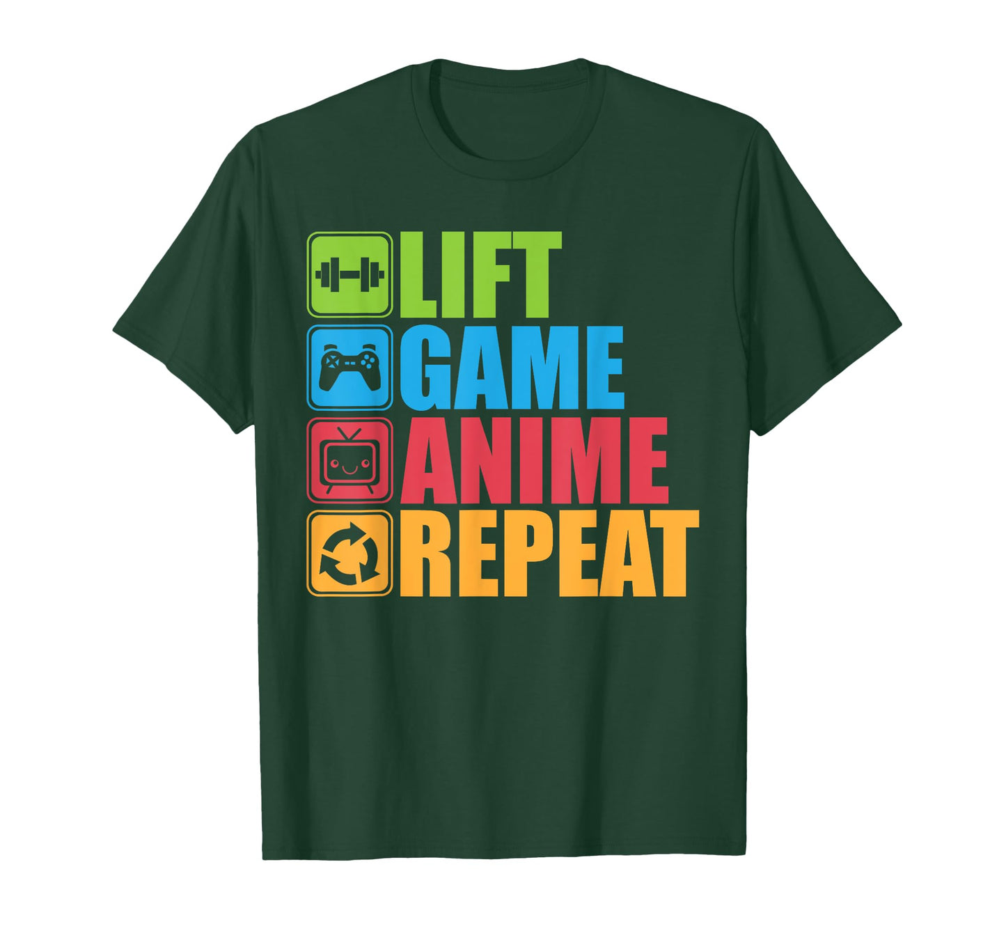 Lift, Anime, Game, Repeat - Gym T-Shirt For Geeks and Nerds T-Shirt