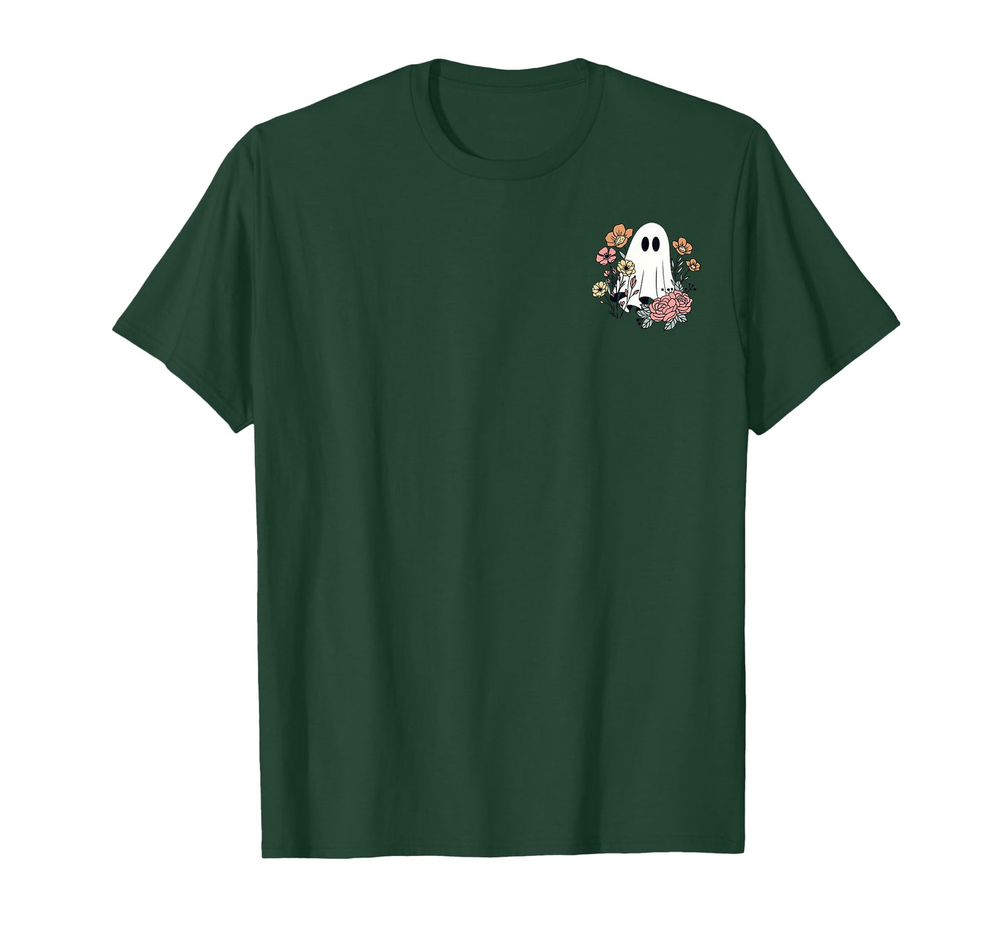 Funny Ghost Pocket Spooky Season Wildflower Happy Halloween T-Shirt