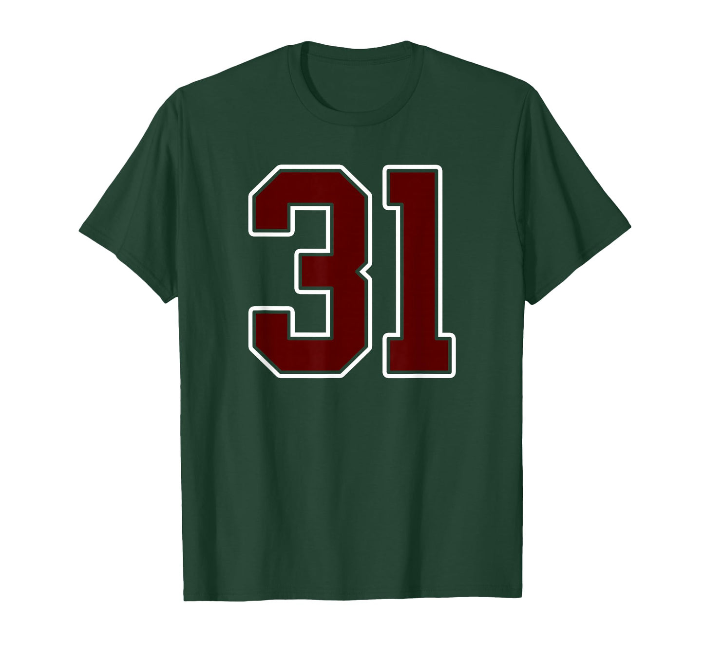 Maroon and White Number 31 Jersey Player Uniform #31 Fan T-Shirt