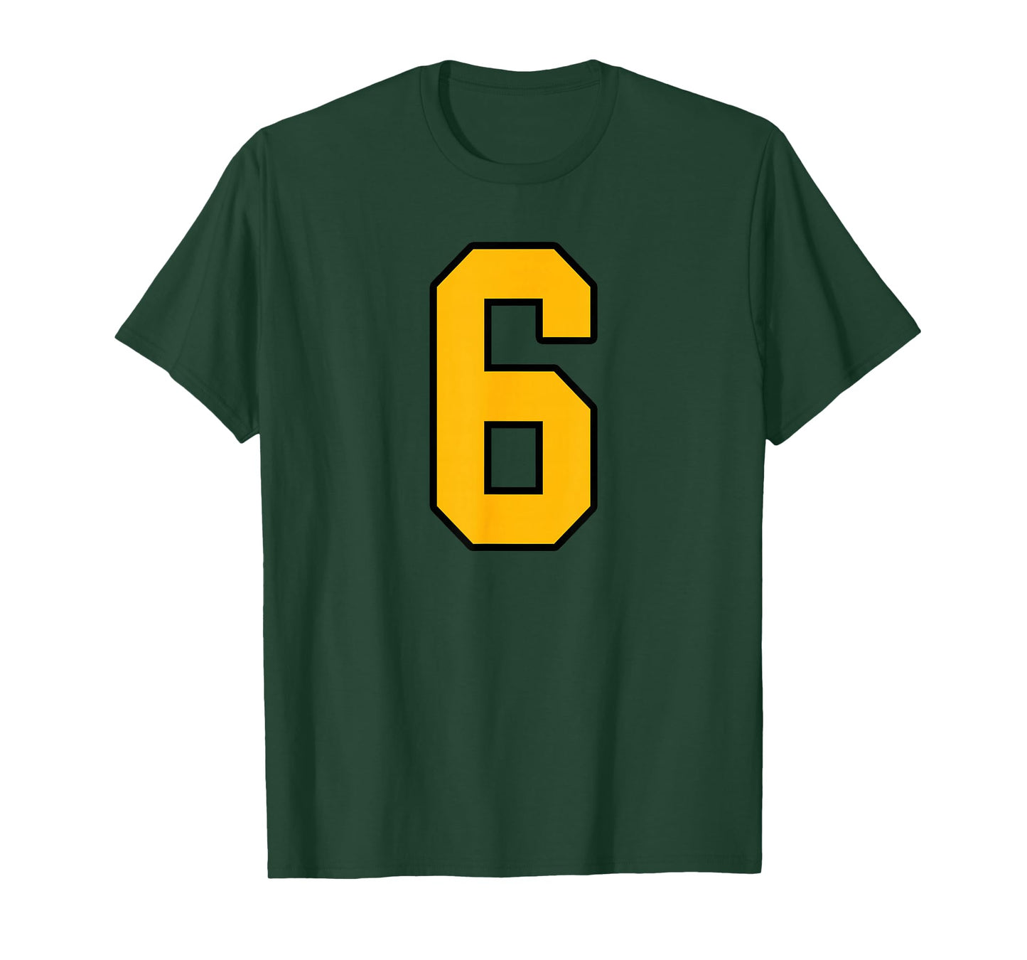 Gold and Black Sports Number 6 Jersey Uniform Player T-Shirt