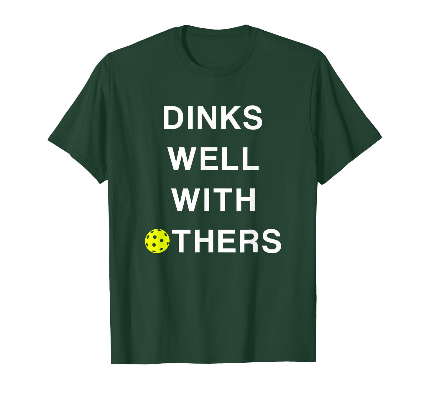 Threadrock Unisex-Adults Pickleball T-Shirt - Dinks Well with Others Funny Saying - Black - Small