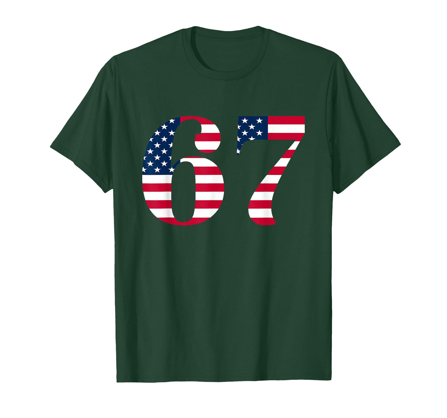 Six Seven 67 Meme Funny US American Flag Halloween Design T-Shirt