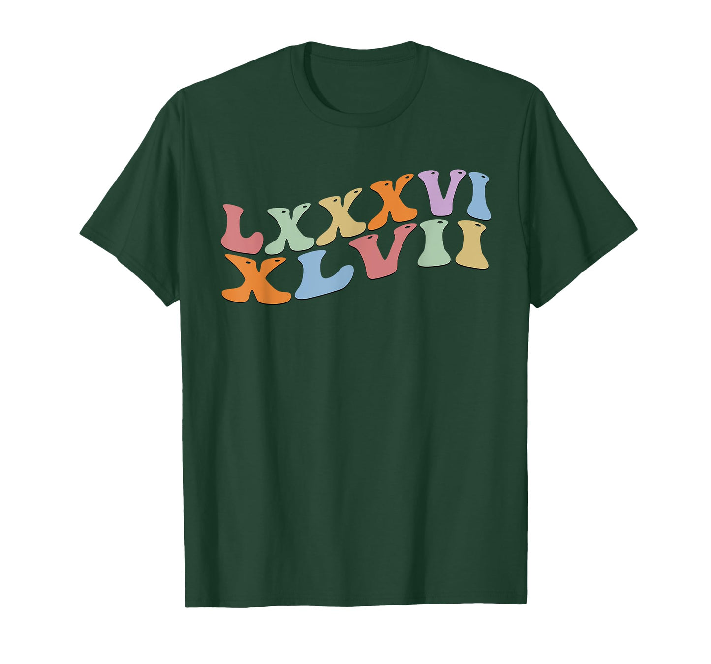 86 47 Roman Numerals LXXXVI XLVII 8647 Subtle Retro Groovy T-Shirt